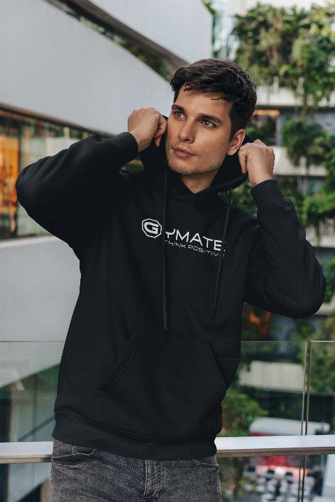 gymate large logo hoodie branded activewear black