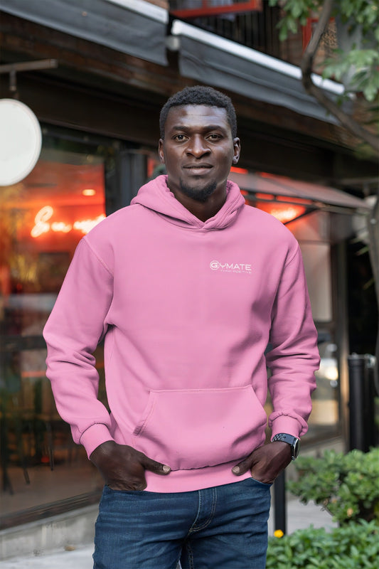 Stylish Mens Pink Hoodies chest Think Positive