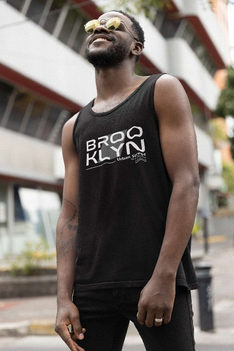 Mens Vest Tops Activewear Essential Softstyle Mens Tank Top | Brooklyn black