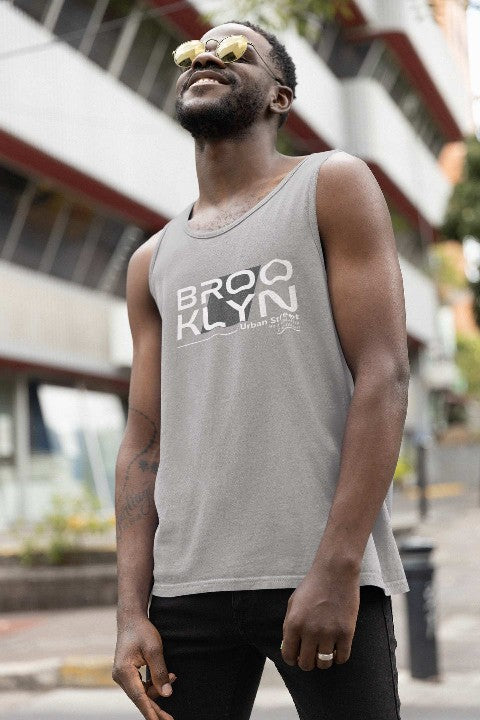 Mens Vest Tops Activewear Essential Softstyle Mens Tank Top | Brooklyn light grey