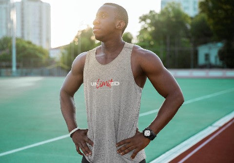 Mens Vest Tops 'Unlimited' Design sports grey