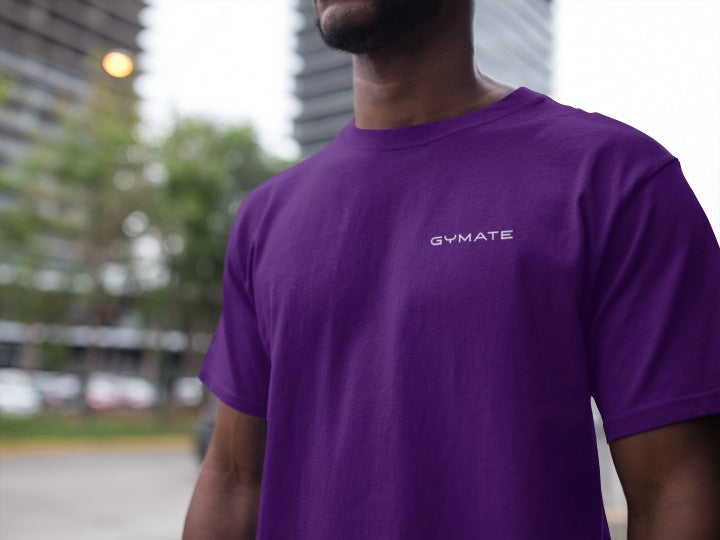 Mens t shirts Gymate original logo chest Purple