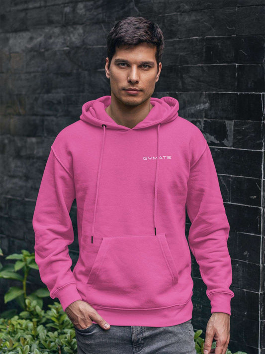 Mens pink Hoodies Designer Gymate Original small logo chest Athleisure pink