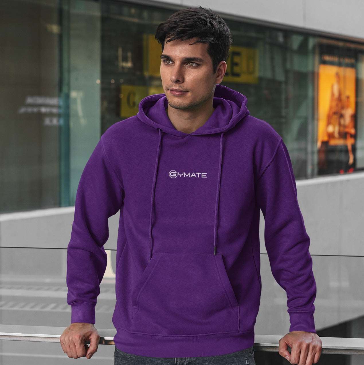 Mens Purple Hoodies Designer Gymate small logo ctr Athleisure purple