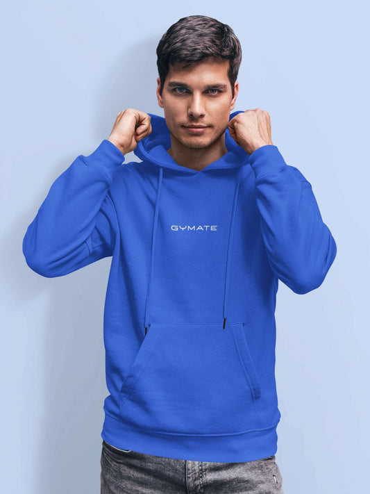 Mens blue Hoodies Designer Gymate Original small logo ctr Athleisure royal blue