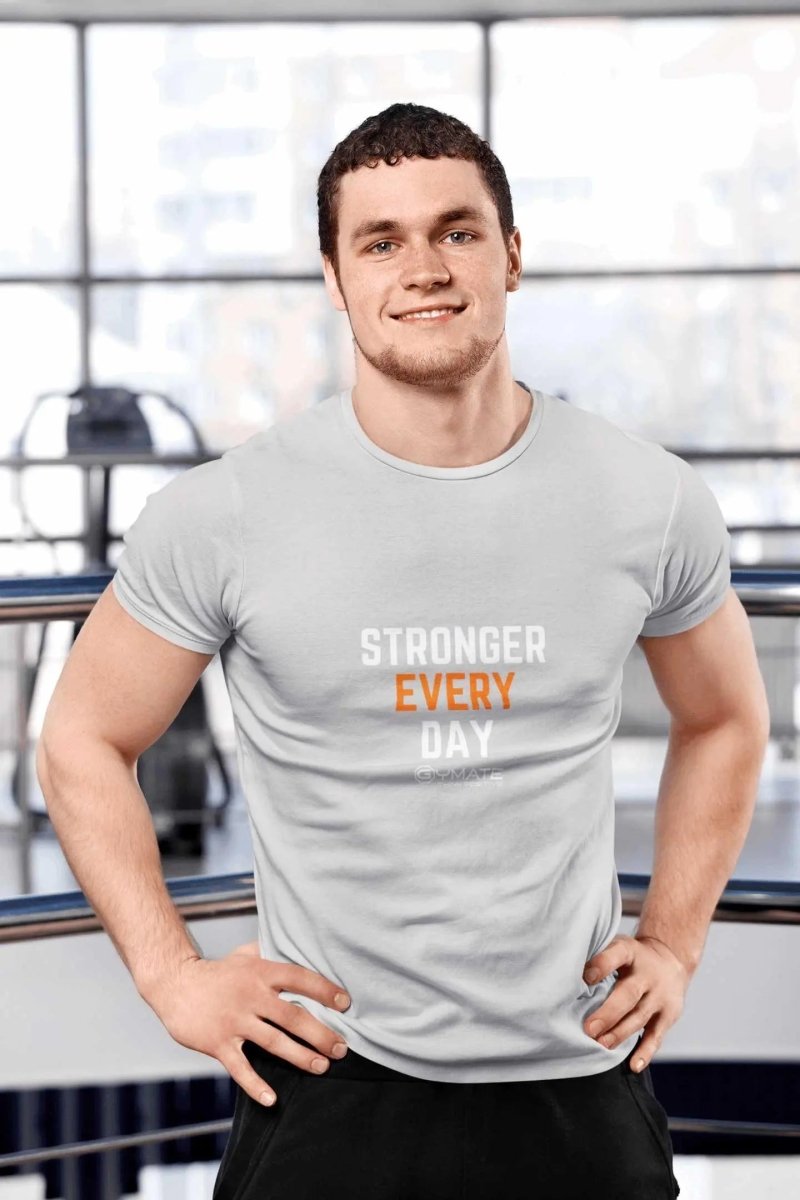 Graphic Tees men Slogan T Shirts to inspire Men | Stronger Everyday light grey